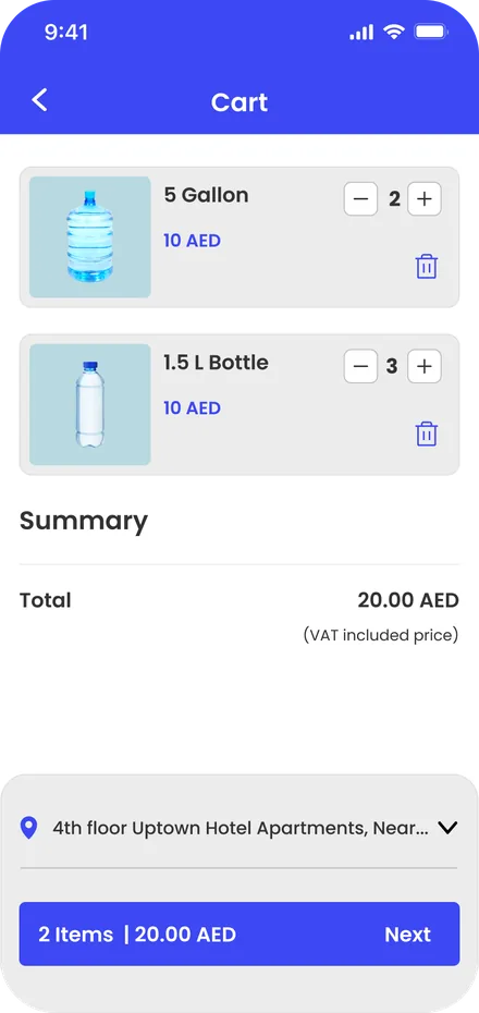 Customer app cart screen