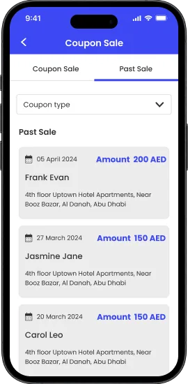 Van sales coupon sales screen