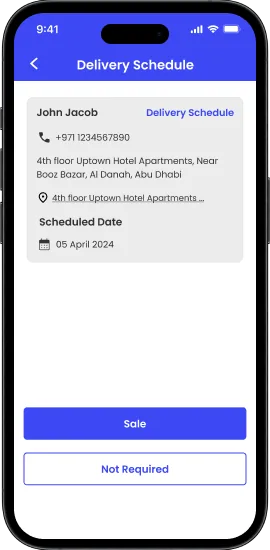 Van sales delivery schedule screen